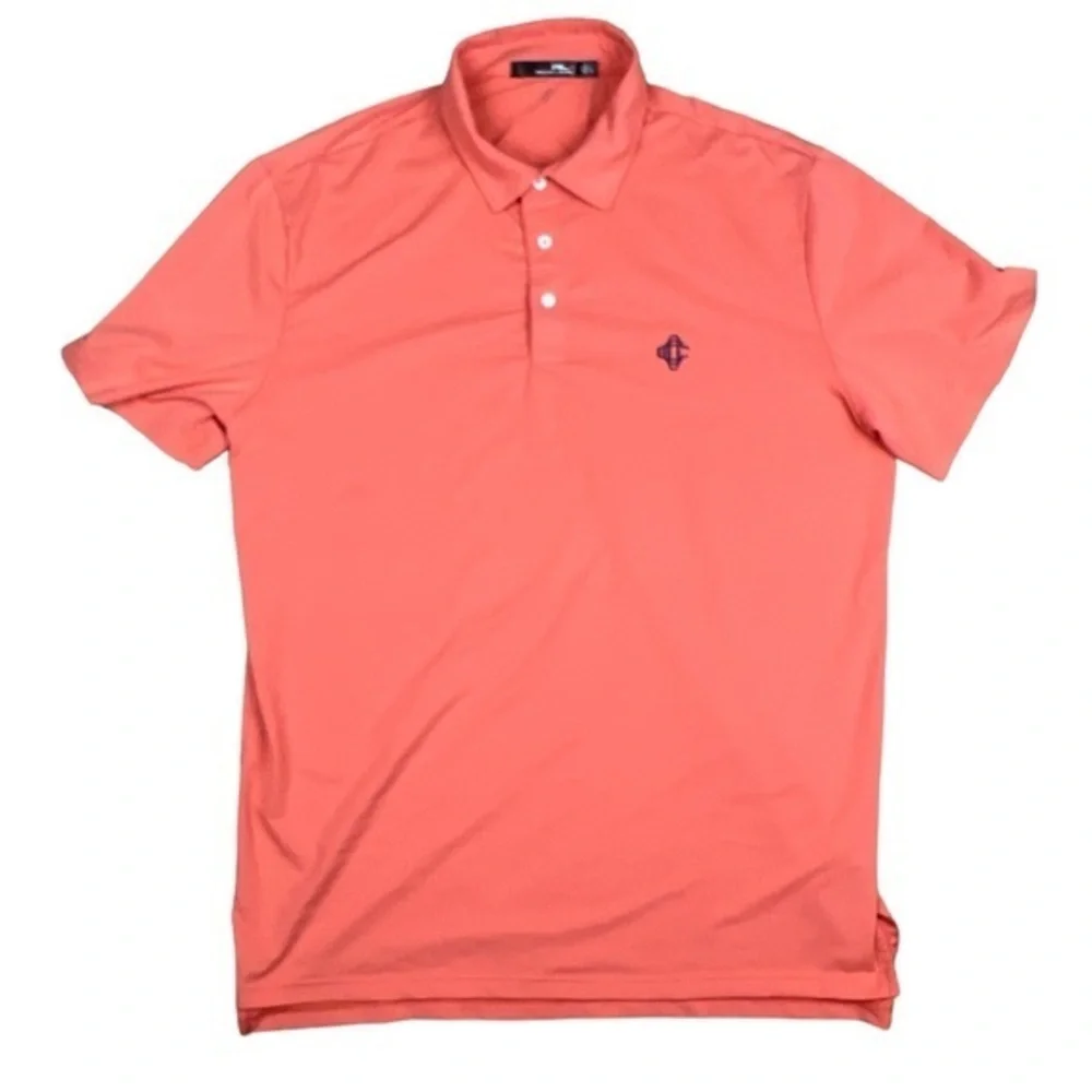 Ralph Lauren RLX Shirt‎ Mens Large Orange Short Sleeve Polo Golf Wicking READ!